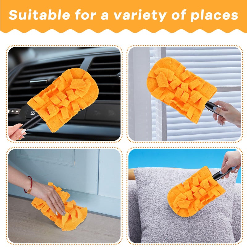 Zubebe 6 Pcs Duster Refill Fleece Duster Refills Cleaning Reusable Washable Pads for Cleaning Ceiling Fan Hardwoods Window Kitchen Floor, Rainbow Colors (Orange) - Image 3
